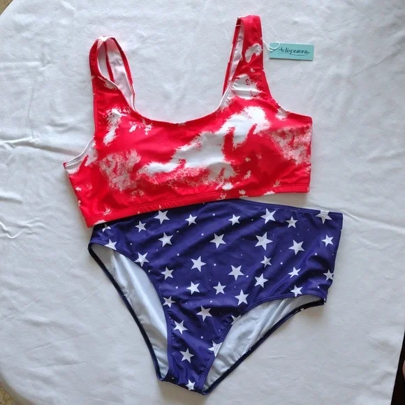 Adisputent high waist bikini womens XXL American flag - Picture 2 of 9
